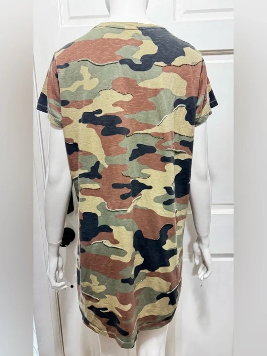POLO RALPH LAUREN Camo Short Sleeve Tee Dress - Green & Brown Camouflage size L - Picture 3 of 10